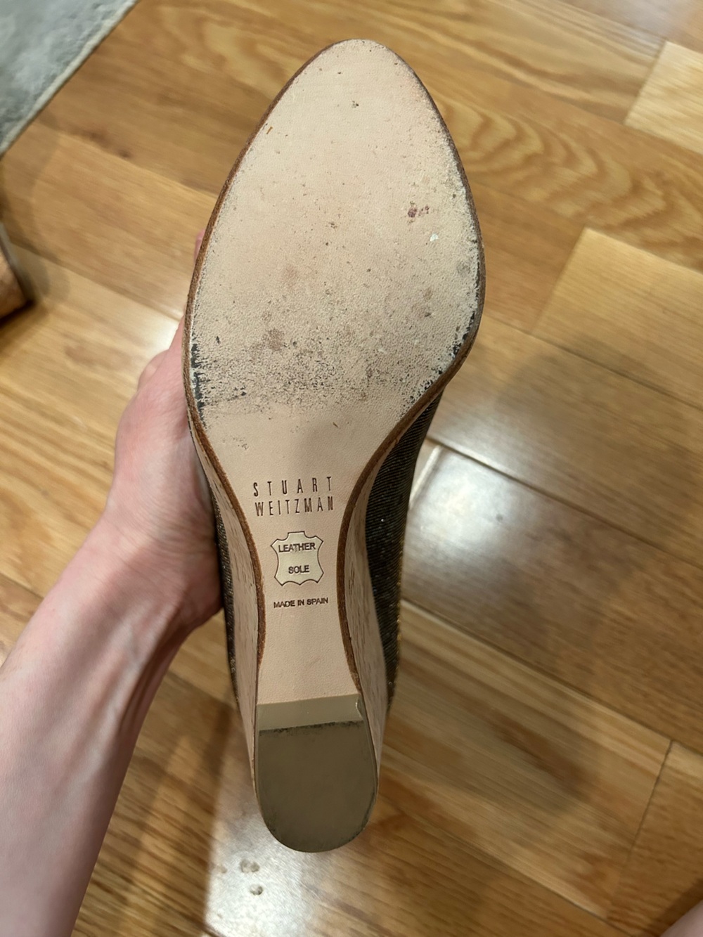 Sparkle Peep-Toe Cork Wedge Heels - Picture 4 of 4